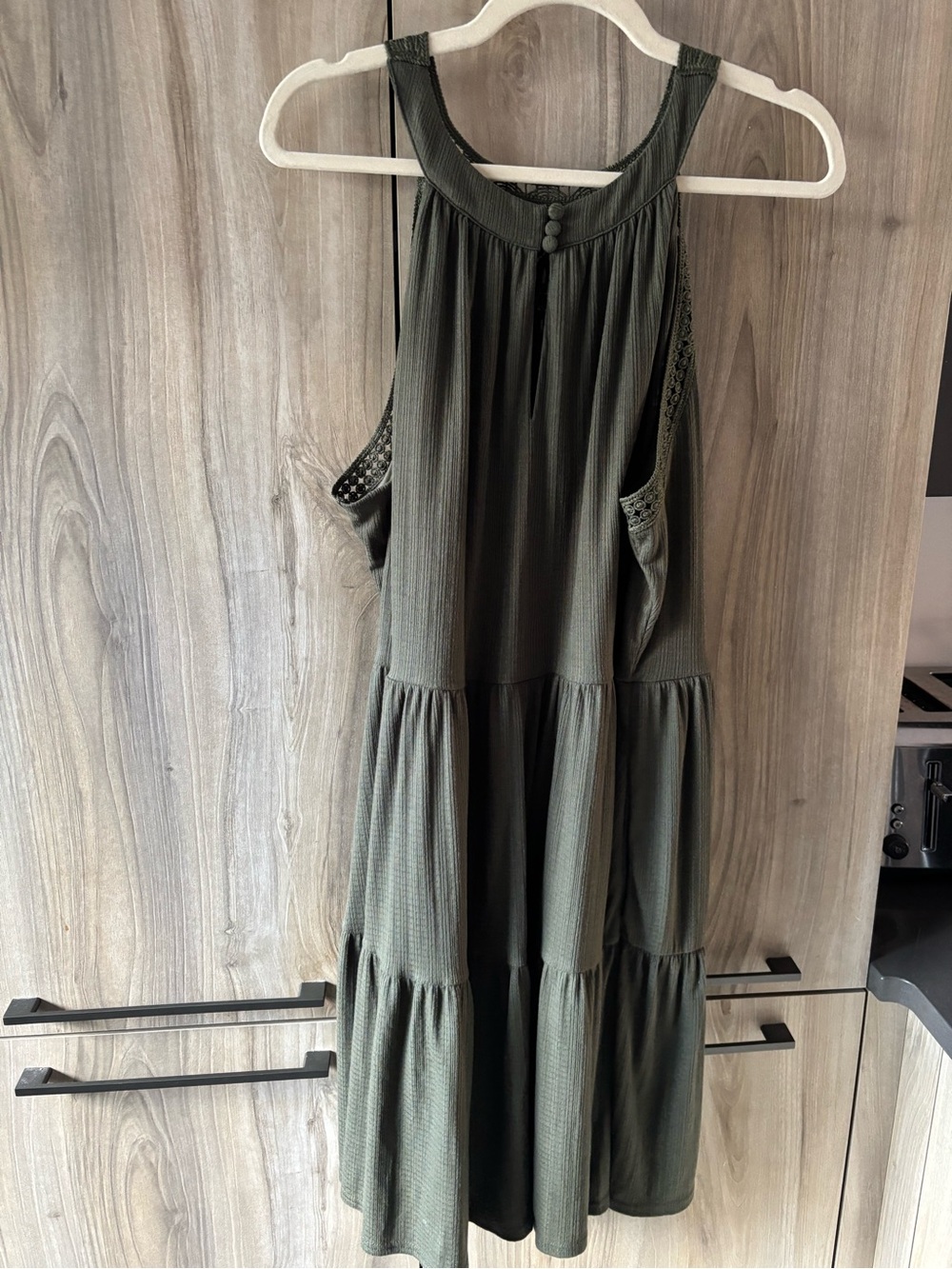 Torrid Olive Crochet Lace Tiered Midi Dress Boho Plus Size 2 18/20 Heavy Flowy - Picture 6 of 13